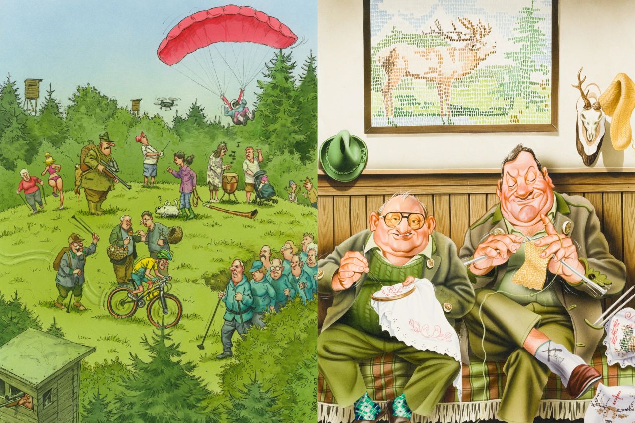 Zwei Karikaturen von Bruno Haberzettl aus der Krone Bunt